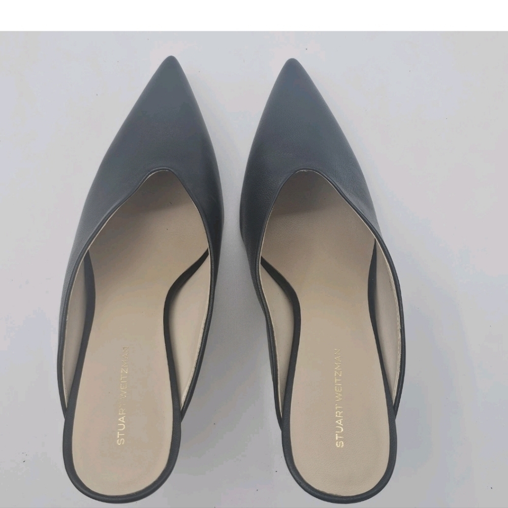 STUART WEITZMAN LEATHER LULA POINTED TOE PUMP IN BLACK 9.5 B MULE - Picture 11 of 14